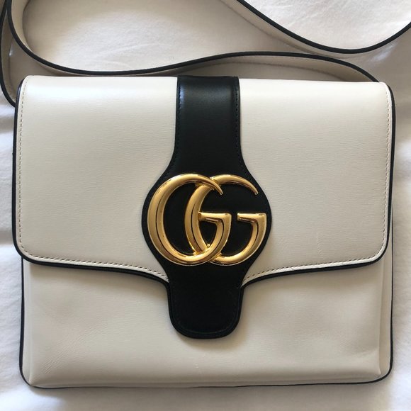 GUCCI | W&B Calf Leather Luxury Cross body Handbag | Arli Medium - Picture 7 of 13